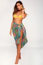 Billabong So Right Sarong Teal Green Tropical Print Swim Cover-up | Lulus