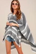 White Crow Gypsan Black And White Hooded Poncho