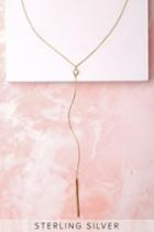 Lulus - Finding Love Gold Rhinestone Drop Necklace