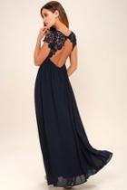 Lulus The Greatest Navy Blue Lace Maxi Dress