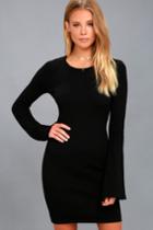 Rd Style | Elizabella Black Bell Sleeve Bodycon Sweater Dress | Size X-small | Lulus