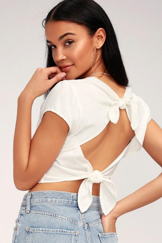 Lush Isobel White Tie-back Crop Top | Lulus