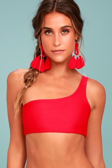 Kaohs Swim Becky Red One Shoulder Bikini Top | Lulus