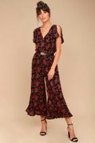 Jack By Bb Dakota Gigli Black And Red Floral Print Jumpsuit
