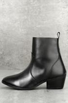 Report | Iesha Black Leather Mid-calf High Heel Boots | Size 6 | Lulus