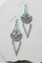 Lulus Ancient Wisdom Silver And Turquoise Earrings