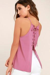 Lulus Laced Back Mauve Pink Lace-up Top