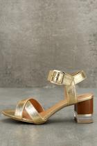 Qupid Blaire Gold High Heel Sandals