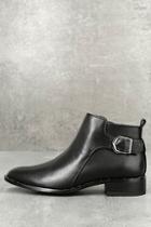 Steve Madden Clio Black Leather Ankle Booties