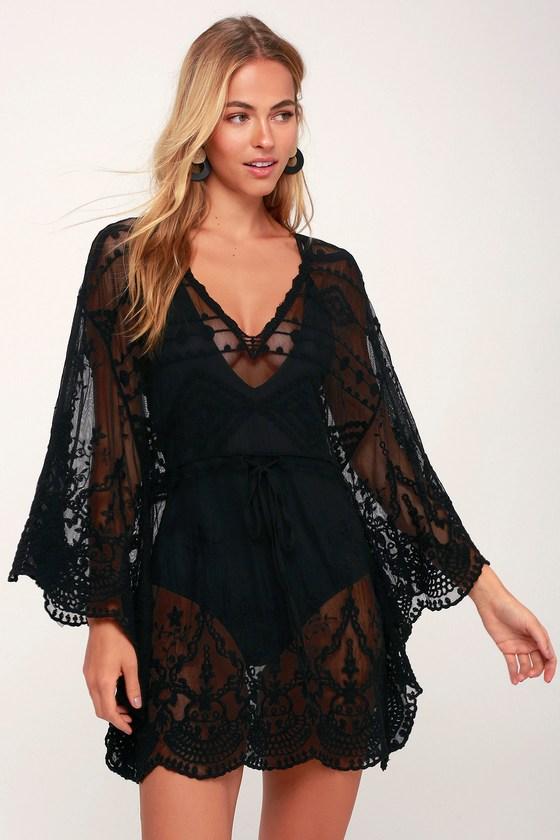 Desert Isle Black Crochet Lace Swim Cover-up | Lulus