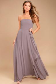 Lulus Sweetest Kiss Taupe Strapless Maxi Dress