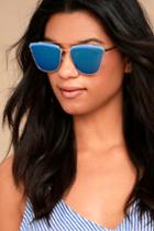 Lulus | Starry Galaxy Gold And Blue Mirrored Sunglasses