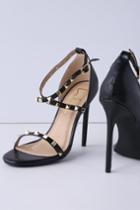 Trixyn Black Studded Ankle Strap Heels | Lulus