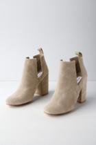 Steve Madden Naomi Taupe Genuine Suede Leather Cutout Ankle Booties | Lulus
