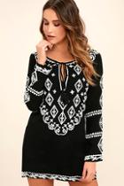 Lulus A Day In The Life Black And White Embroidered Dress