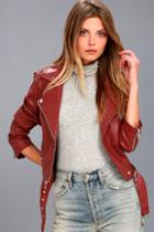 Veracci Rebel With A Cause Red Vegan Leather Moto Jacket