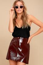 Lulus Run This Town Burgundy Patent Mini Skirt