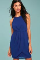Lulus | Best Wishes Royal Blue Dress | Size Large | 100% Polyester