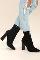 So Me | Araceli Black Knit Mid-calf High Heel Booties | Size 7.5 | Lulus