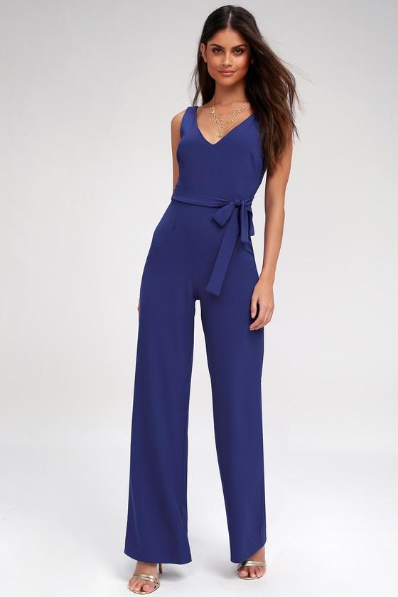 Screenplay Royal Blue Tie-back Jumpsuit | Lulus