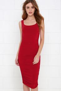 Lulu*s Posh And Polished Red Midi Dress