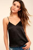 Lulus Best Night Ever Black Satin Top