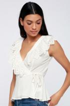 Delight Of The Day White Eyelet Wrap Top | Lulus