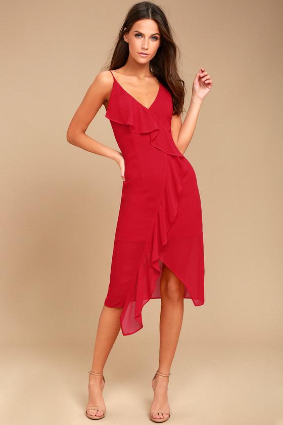 Keepsake | Aster Red Midi Dress | Size X-small | 100% Polyester | Lulus