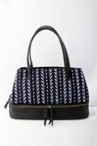 Lulus - Briley Navy Blue And Black Woven Tote - Vegan Friendly