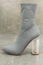 Olivia Jaymes Antoinette Grey Lucite Mid-calf Boots