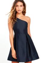 Do & Be Unconditional Love Navy Blue One Shoulder Skater Dress