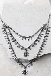 Lulus Gathered Thoughts Silver Layered Necklace