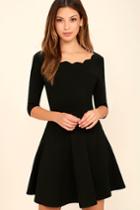 Lulus | Exclusive Tip The Scallops Black Dress | Size X-small