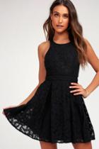 Daisy Date Black Lace Skater Dress | Lulus