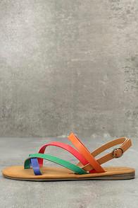 Bamboo Kalene Orange Multi Flat Sandals