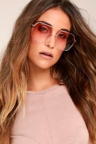 Lulus Funky Town Pink And Gold Aviator Sunglasses
