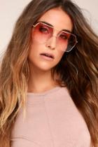 Lulus Funky Town Pink And Gold Aviator Sunglasses