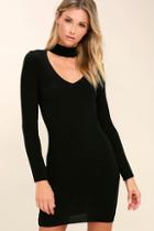 Lulus The One You Love Black Bodycon Sweater Dress