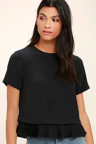 Lulus Precisely My Point Black Short Sleeve Top