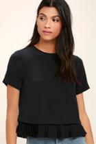 Lulus Precisely My Point Black Short Sleeve Top