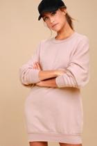Project Social T | Salty Blush Pink Oversized Sweatshirt Dress | Size X-small | Lulus