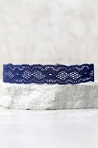 Lulus Display Of Confection Navy Blue Lace Choker Necklace