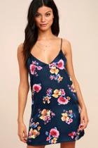 Lulus Love Me Sweet Navy Blue Floral Print Shift Dress