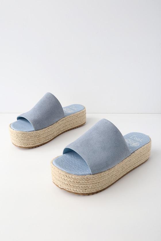 Coolway Bory Leopard Print Genuine Suede Leather Flatform Espadrille Slides | Lulus