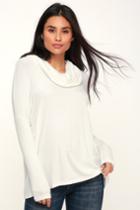 Jack By Bb Dakota Early Riser White Ribbed Knit Cowl Neck Top | Lulus