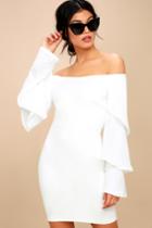 Mon Cherie White Off-the-shoulder Bodycon Dress | Lulus
