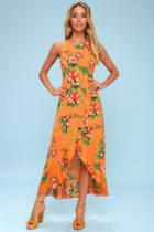 Ali & Jay Chiquita Orange Floral Print High-low Maxi Dress | Lulus