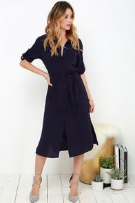 J The Way Cubicle Cutie Navy Blue Shirt Dress