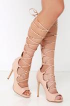 Liliana Passion Runway Nude Lace-up Heels