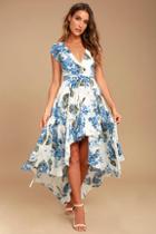 Lulus French Countryside White Floral Print High-low Dress